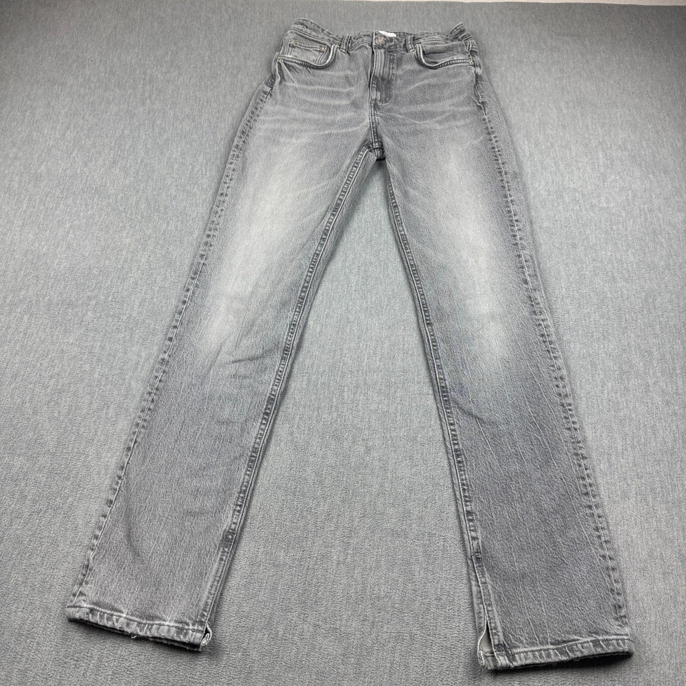 Zara Jeans Womens 4 Fit 26x31 Gray Split Slim High Rise Full Length Stretch